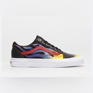 🔥Vans Old Skool Leather Racer Yellow/ Blue Flame Sneakers🔥HARD TO FIND